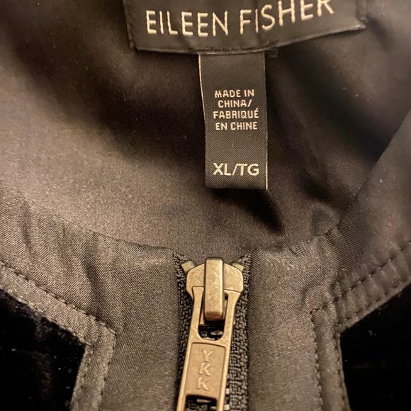 Eileen Fisher Black Washable Velvet Zip Quilted Jacket XL - Picture 6 of 7